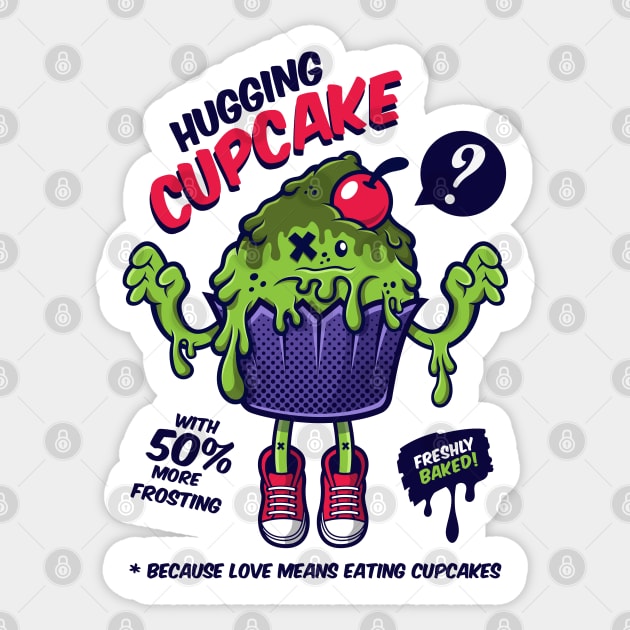 Green Hugging Cupcake Sticker by Squinked